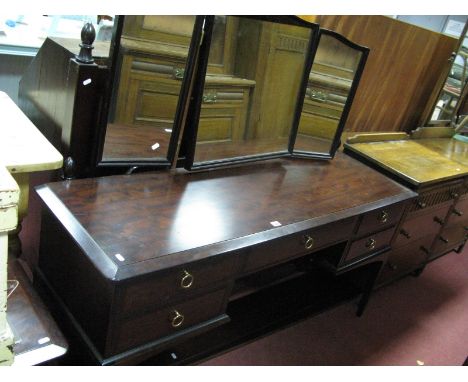 A Stag Style Double Bed, with a stag dressing table, two bed side cabinets. (4)