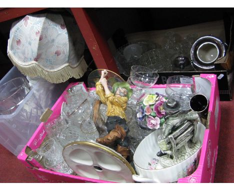 Ceramics, glassware, table lamp:- Three Boxes