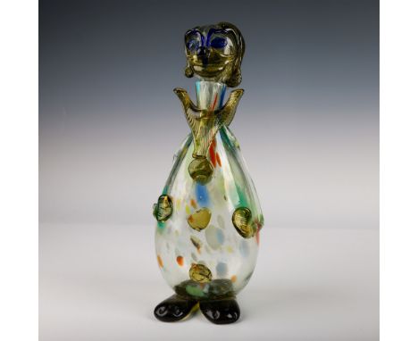 A beautifully handcrafted Murano art glass decanter featuring a detachable stopper. This exquisite piece showcases a whimsica