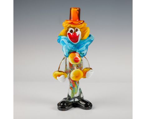 This charming Murano glass clown figurine stands at 9.25''H and features vibrant multicolored glasswork. The figurine showcas