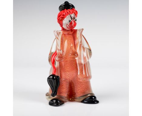 This charming Murano glass clown figurine stands at 7.5" tall and showcases the masterful artistry of Murano glassmakers. The