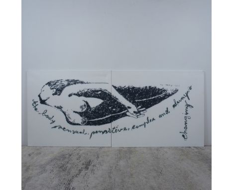A compelling diptych artwork on canvas by contemporary artist Carla Marco, this mixed media composition, The Body Sensual, Co