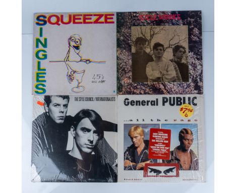 This lot features four vintage vinyl records, including albums by Squeeze, Icicle Works, General Public, and The Style Counci