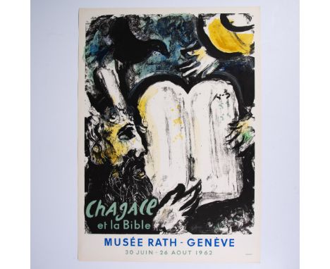 Original color lithograph exhibition poster on wove paper for the exhibition Marc Chagall and The Bible (Chagall et La Bible)