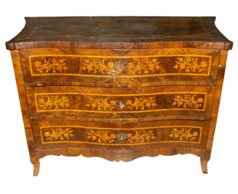Italian 18th century A commode with inlay Walnut&nbsp;  Dimensions: 36 in. (H) x 54 in. (W) x 25.25 in. (D) 