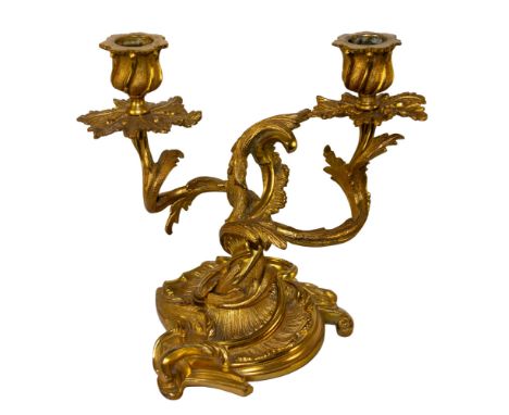 Italian 19th/20th Century An ormolu two light candelabra  Dimensions: 8 in. (H) x 8 in. (W) 