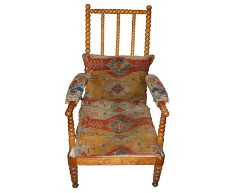 Victorian Bobbin turned armchair, with contemporary needlework  To be sold without reserve  From the Gaia Servadio Collection