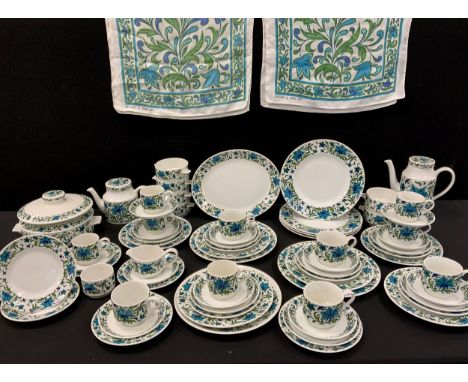 A 1970s Midwinter table service comprised of; six dinner plates, six smaller, twelve side plates, tea cups and saucers, soup 