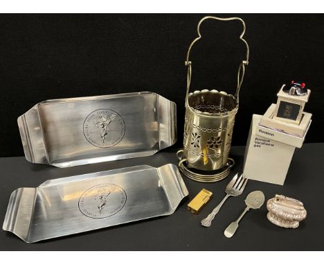 A Rolls Royce special edition Ronson Varaflame desk lighter, boxed, change of chrome to stainless steel rectangular trays, ot