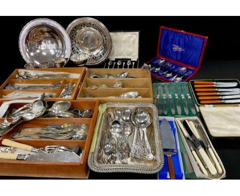 Silver plate and flatware - assorted flatware inc kings pattern serving spoons, forks, soup spoons, etc others assorted patte