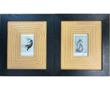 Julian Williams (b.1953, British), a pair etchings, A Little Snooze, Artist Proof etching, signed, 14cm x 9cm;  another Felin