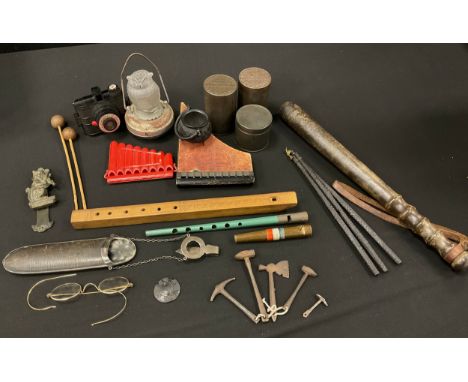 Boxes and objects - a 19th century truncheon; pifco/stresco I RII 45 otwls shade childs lantern night light circa. 1930; mini