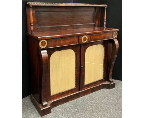A Regency Rosewood Chiffonier, 125cm high x 121cm wide x 36.5cm deep.
