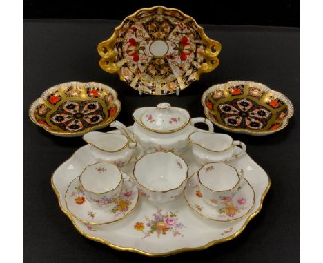 Royal Crown Derby Posie Cabaret set; a pair of 1128 trinket dishes, 2451 pattern dish, (4).