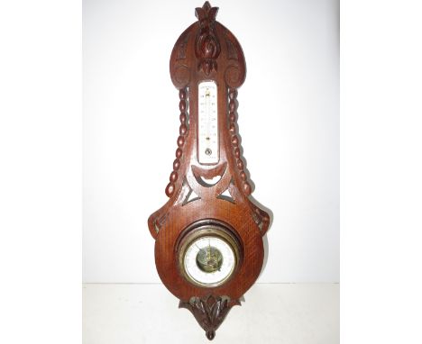 Oak banjo barometer