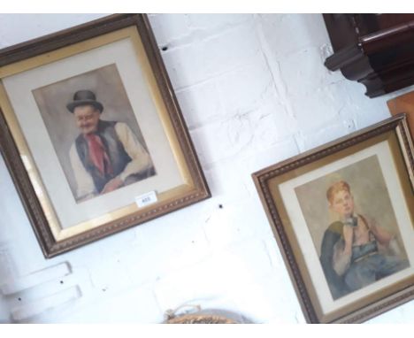 David Hamilton, a pair of portrait watercolours, 'The old Lancashire philosopher' &amp; 'The Lancashire Apprentice', singed, 