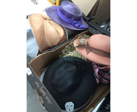 2 boxes of vintage hats to include Kangol, Bermona, etc 
