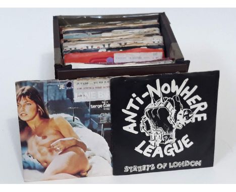 A box of approx. 40 including Ringo Star 1972 Back Off Boogaloo, Serge Gainsbourg Je'Taime, Status Quo Roll Over Lay Down, Bo