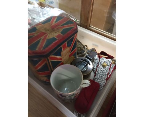 Box of militaria including marching compass 