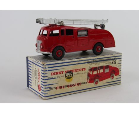 A Dinky Supertoys 955 Fire Engine, with extending ladder, original box with miss-printing