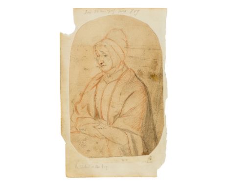 Fry (Elizabeth, penal reformer and philanthropist, 1780-1845).- Portrait of Elizabeth Fry, pencil drawing with red outline, s