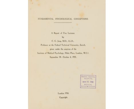 Psychology.- Jung (Carl Gustav) Fundamental Psychological Conceptions A Report of Five Lectures given under the auspices of t