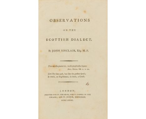 NO RESERVE Scotland.- Sinclair (John) Observations on the Scottish Dialect, first edition, contemporary sheep-backed marbled 