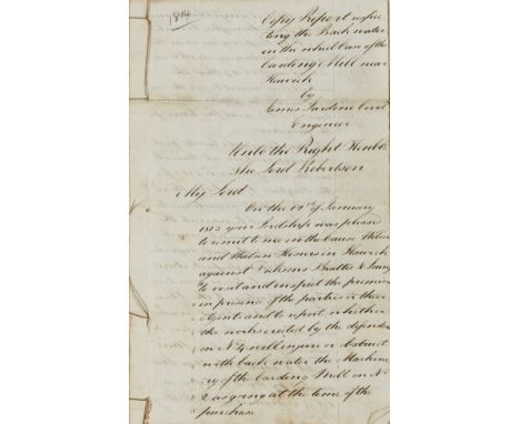NO RESERVE Scotland, Hawick.- Jardine (James, civil engineer, 1776-1858) Original legal "Copy Report respecting the Back Wate