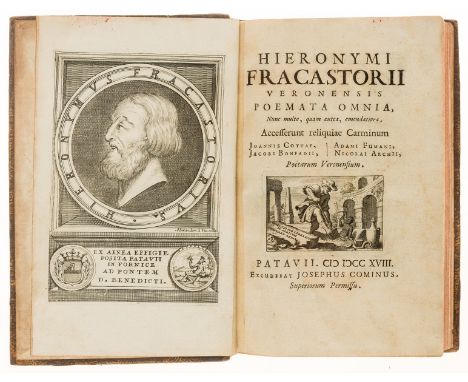 NO RESERVE Fracastorio (Girolamo) Poemata omnia, engraved portrait frontispiece and title vignette, woodcut tail-pieces, deco