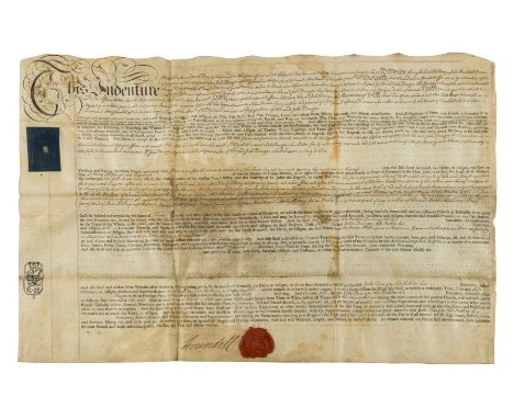 Deeds.- Cornwall, London &amp; elsewhere.- Indenture agreement lease by William Toll from Sackville Walter Lane Fox, Earl Amh