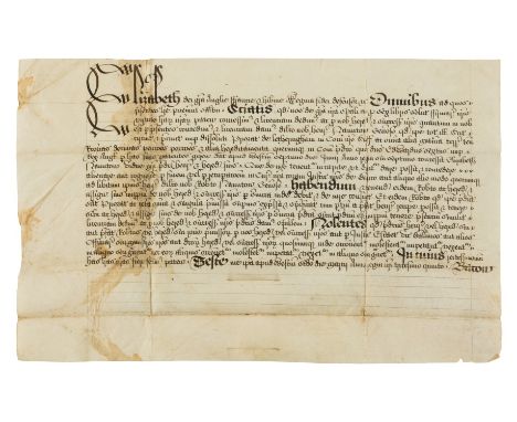 Suffolk, Letheringham.- Naunton (Sir Robert, politician, 1563-1635) License of alienation from Henry Naunton to Robert Naunto