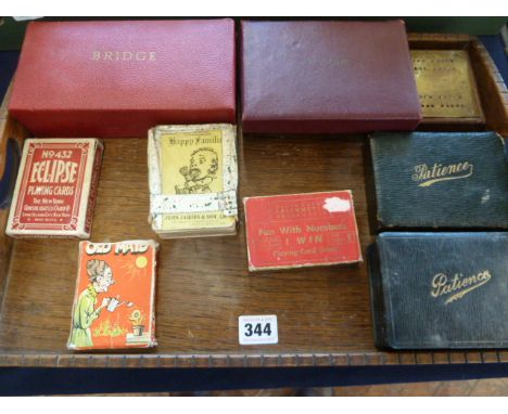 Card games - patence, old maid, bezique, cribbage score board etc 