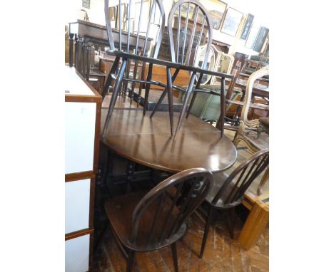 Oak gateleg table &amp; set 4 ercol chairs