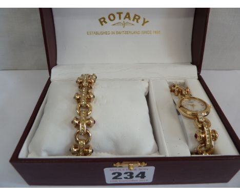 Rotary ladies wristwatch &amp; bracelet set in case