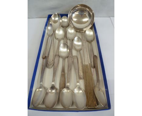 French silver plated Deco style ladle &amp; spoons - stamped Metal Argente