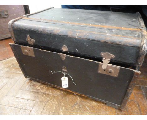 Wooden banded fall front luggage trunk 