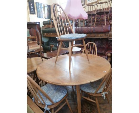 Ercol elm &amp; beech drop leaf dining table &amp; chairs