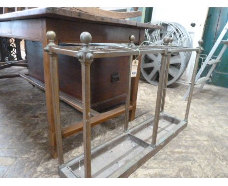Victorian brass umbrella stick stand with 18 divisions (38" wide) 
