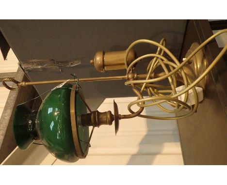 Brass and glass made in England student lamp 