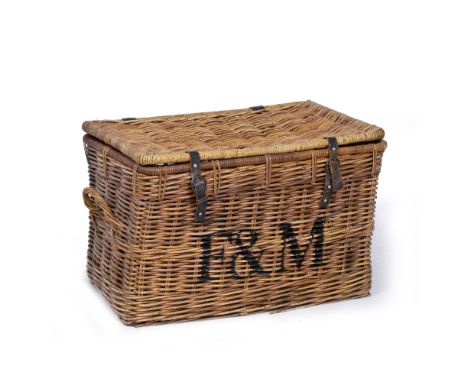 A FORTNUM &amp; MASON WICKER HAMPER 75cm wide x 45cm deep x 47cm high 