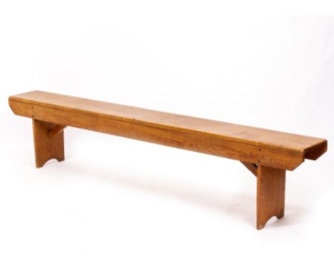 A LATE 19TH / EARLY 20TH CENTURY PINE BENCH 213cm long x 25cm deep x 45cm high
