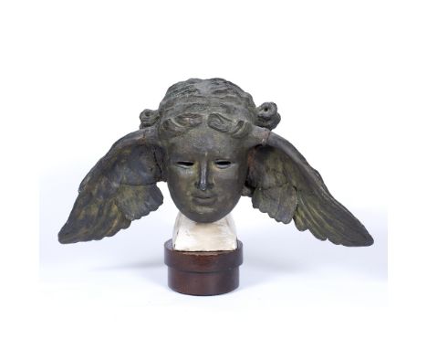 A CAST PLASTER HEAD MODEL  of Hypnos, 54cm wide x 22cm high (repairs)