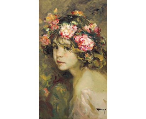 JOSÉ ROYO (b.1945) Girl with roses in her hair, serigraph, signed and numbered 3/140, 60cm x 35cmPlease note that this lot ma
