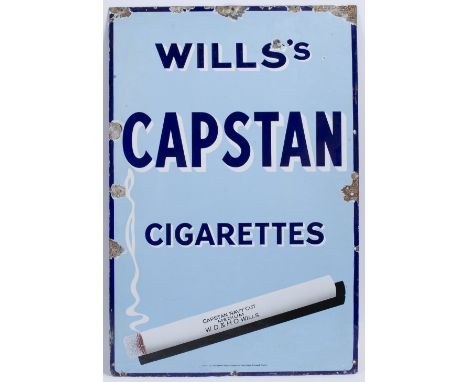 A 20TH CENTURY 'WILLS'S CAPSTAN CIGARETTES' ADVERTISING ENAMEL SIGN 61cm x 93cm