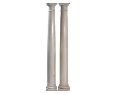 A PAIR OF WHITE PAINTED COMPOSITE ARCHITECTURAL COLUMNS 27.5cm wide x 206cm high (2)