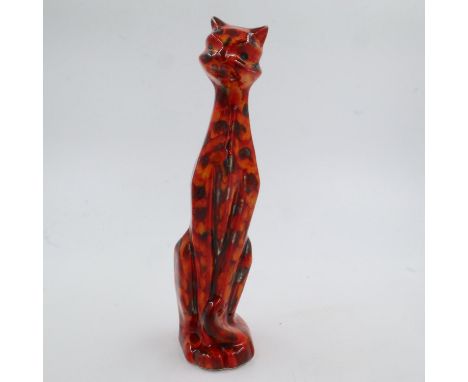 Anita Harris Art Deco cat, signed in gold, H: 25 cm, no cracks or chips. UK P&amp;P Group 2 (£20+VAT for the first lot and £4