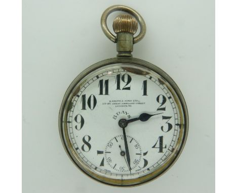 Military issue pocket watch by S Smith &amp; Son with one subsidiary dial, working at lotting. UK P&amp;P Group 1 (£16+VAT fo