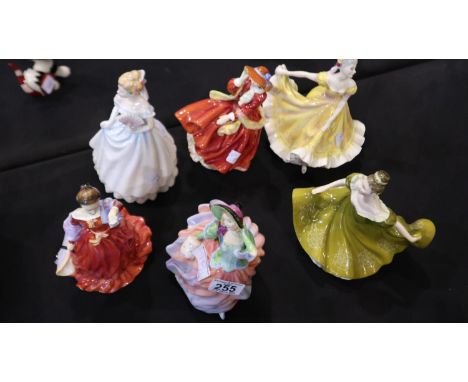 Six Royal Doulton ladies including Lynn by Peggy Davies HN2329 and Autumn Breeze HN1911, largest H: 22 cm, no chips or cracks