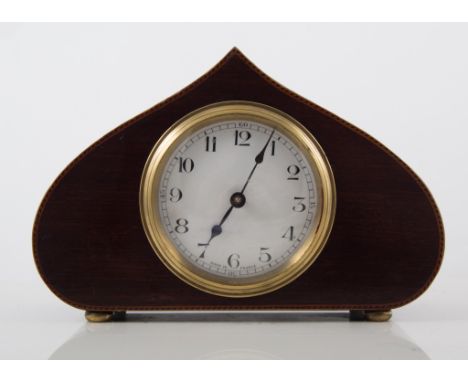 A French mahogany cased mantel clock, 8cm circular white enamel dial with arabic numeral chapter ring, in a mahogany case of 