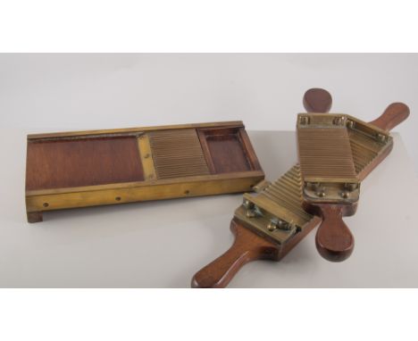 Victorian brass mounted mahogany pill roller, S. Moor, Son & Thompson, London, platform depth 32cm, and another Victorian pil